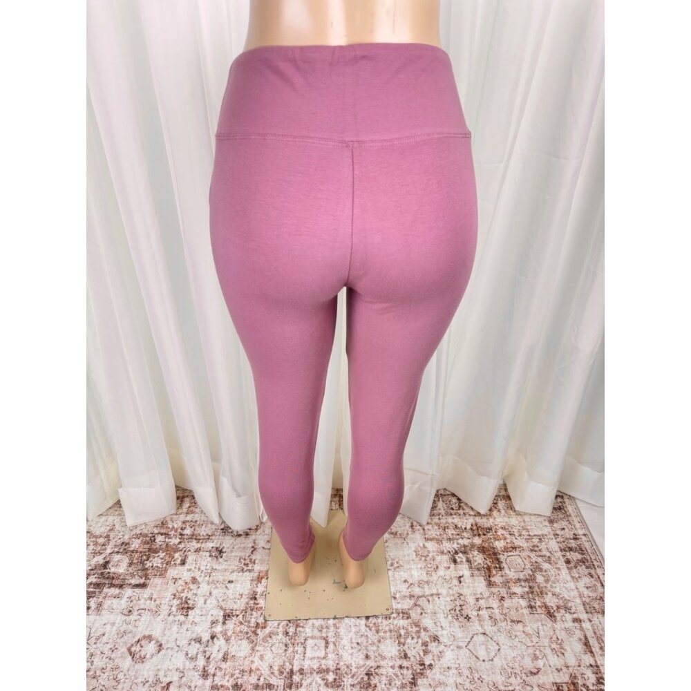 Zenana Wide Waistband Full Length Active Loungewear Leggings Dusty Pink - Picture 4 of 8